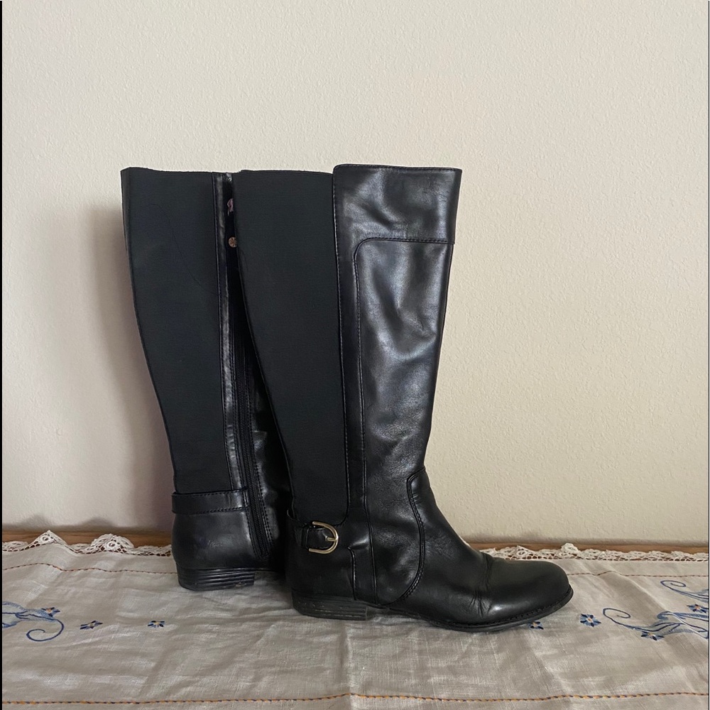 Black leather boots